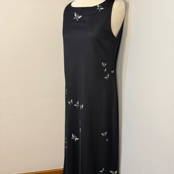 VTG‎ 90s Virgo II Black Butterfly Sheer Sz 10 Maxi Dress Formal Fairy Whimsigoth - Picture 2 of 8